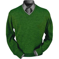 Royal Alpaca V-Neck Sweater in Leaf Heather by Peru Unlimited