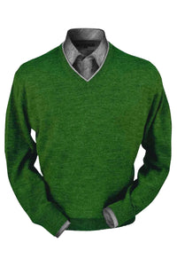 Royal Alpaca V-Neck Sweater in Leaf Heather by Peru Unlimited