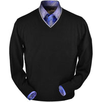 Royal Alpaca V-Neck Sweater in Black by Peru Unlimited