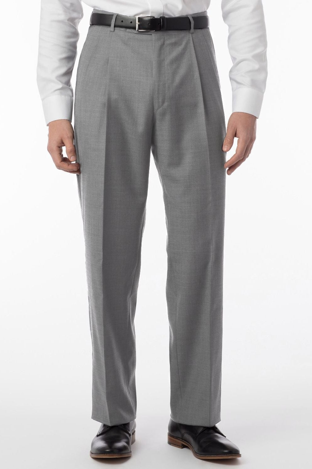 Super 120s Wool Travel Twill Comfort-EZE Trouser in Pearl Grey, Size 40 (Manchester Pleated Model) by Ballin