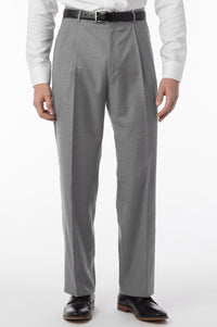 Super 120s Wool Travel Twill Comfort-EZE Trouser in Pearl Grey, Size 40 (Manchester Pleated Model) by Ballin