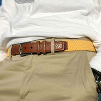 Italian Woven Cotton Elastic Belt in Yellow by Torino Leather