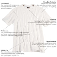 Crew Neck Peruvian Cotton Tee Shirt in White by Left Coast Tee