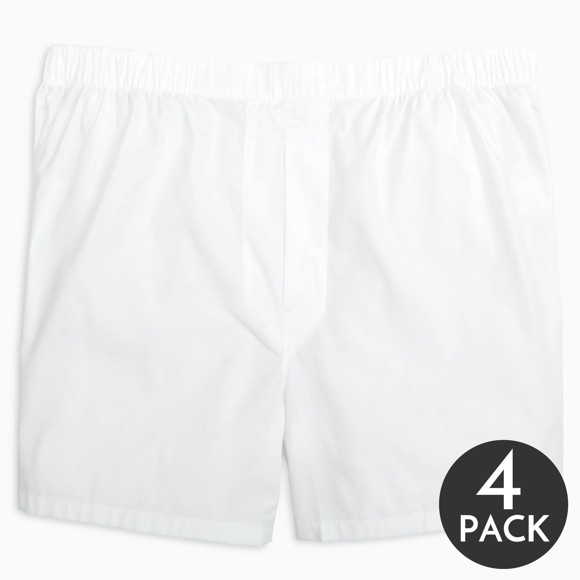 'Lofton' Solid Pinpoint Full Make Cotton Boxer Shorts in White (4 Pack) by Batton