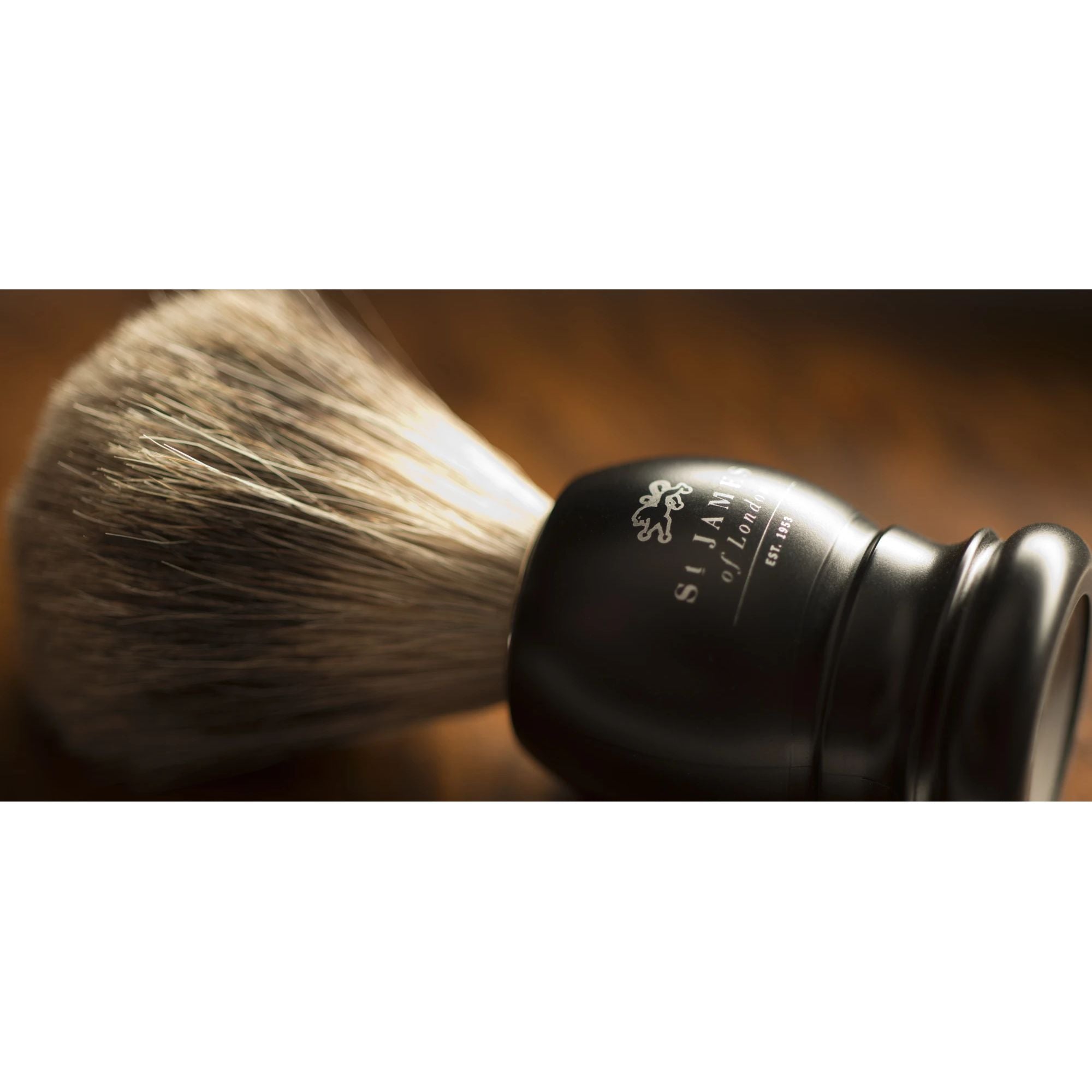 Natural Badger Shaving Brush in Ash (Matte Black) by St. James of London