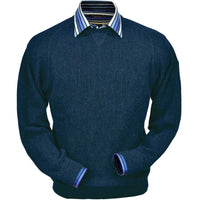 Baby Alpaca 'Links Stitch' Sweatshirt-Style Crew Neck Sweater in Midnight Heather by Peru Unlimited