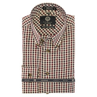 Burgundy, Navy, and Cream Check Cotton Wrinkle-Free Button-Down Shirt by Viyella