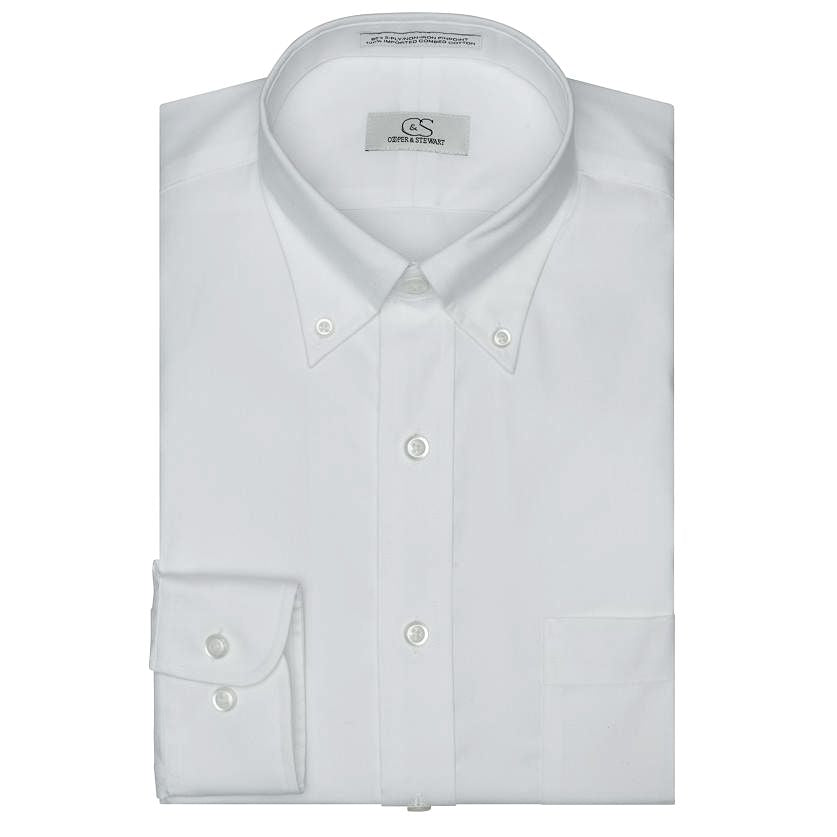 The Standard White - Wrinkle-Free Pinpoint Oxford Cotton Dress Shirt w The Standard White - Wrinkle-Free Pinpoint Oxford Cotton Dress Shirt w