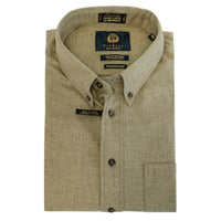 Cotton and Wool Blend Button-Down Shirt in Shiitake by Viyella