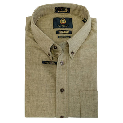 Cotton and Wool Blend Button-Down Shirt in Shiitake by Viyella