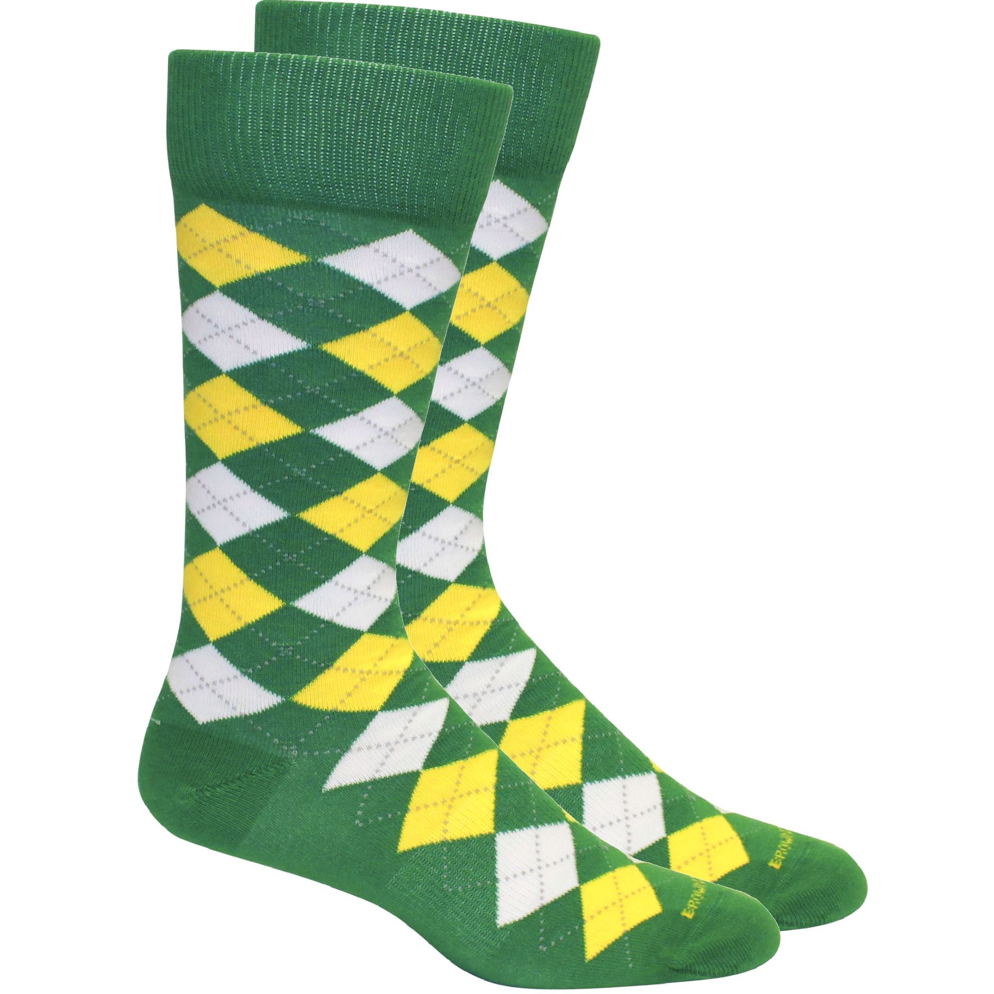 Argyle Cotton Socks in Jolly Green and Yellow by Brown Dog Hosiery