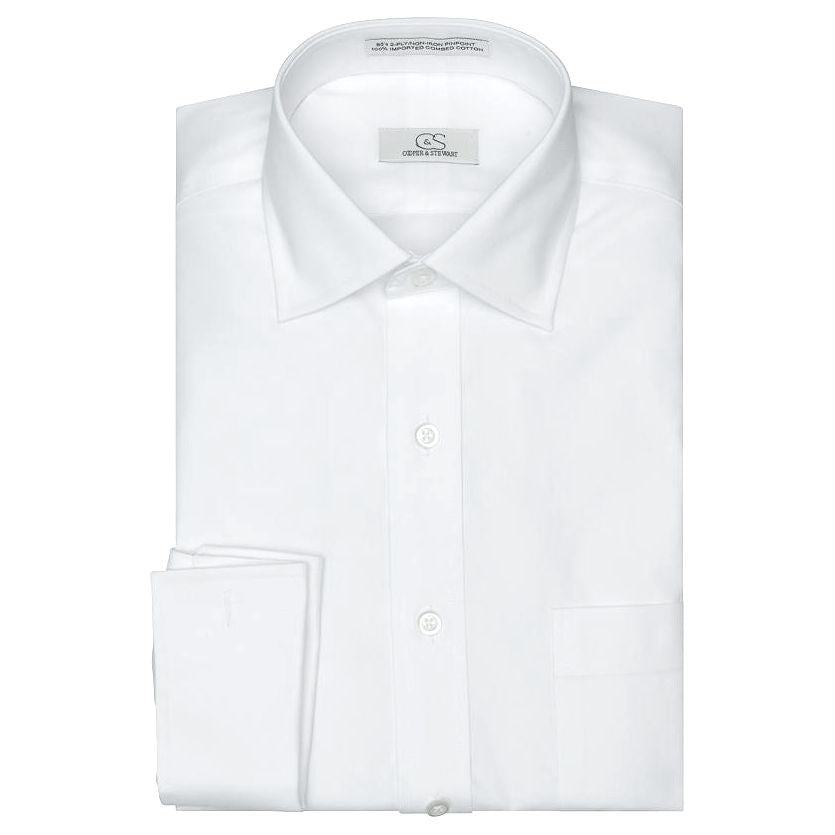 The Jean-Pierre - Wrinkle-Free Pinpoint Cotton French Cuff Dress Shirt in White by Cooper & Stewart
