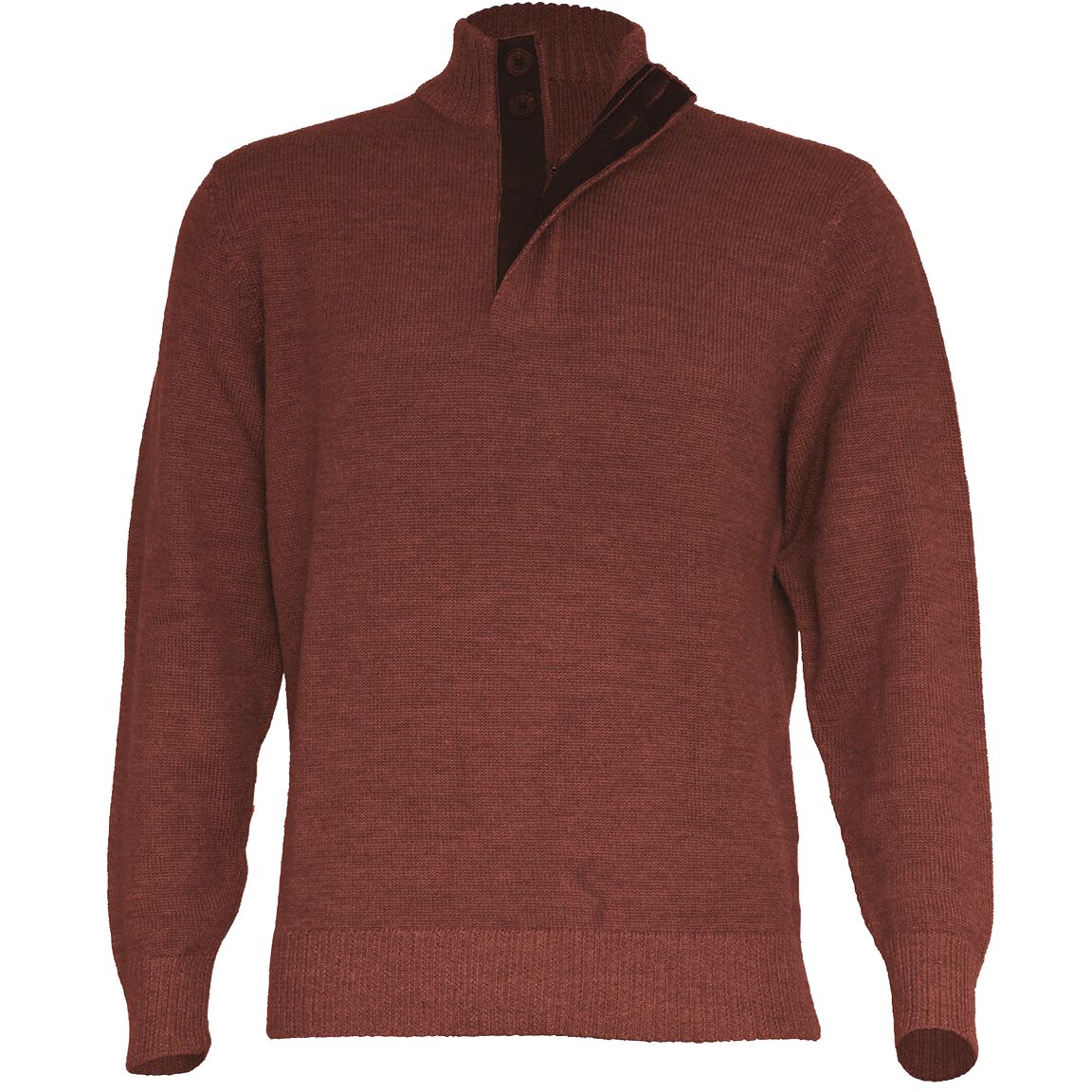 Royal Alpaca Half-Zip Button-Mock Medium Weight Sweater in Rust and Charcoal Heather by Peru Unlimited