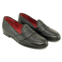 Barney Deerskin Penny Loafer in Black (Size 12) by Alan Payne Footwear