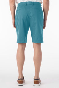 Techno-Cotton Sateen Performance Shorts in Aqua by Ballin