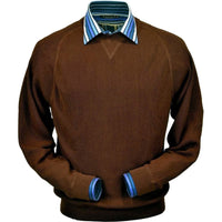 Baby Alpaca 'Links Stitch' Sweatshirt-Style Crew Neck Sweater in Brown Heather by Peru Unlimited