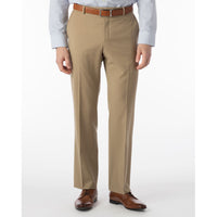 Super 120s Wool Gabardine Comfort-EZE Trouser in Tan (Flat Front Models) by Ballin