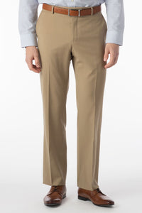 Super 120s Wool Gabardine Comfort-EZE Trouser in Tan (Flat Front Models) by Ballin