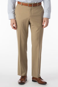 Super 120s Wool Gabardine Comfort-EZE Trouser in Tan (Flat Front Models) by Ballin
