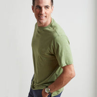 Mélange Crew Neck Peruvian Cotton Tee Shirt in Green Mélange by Left Coast Tee