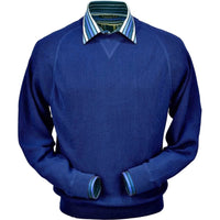 Baby Alpaca 'Links Stitch' Sweatshirt-Style Crew Neck Sweater in Electric Blue by Peru Unlimited