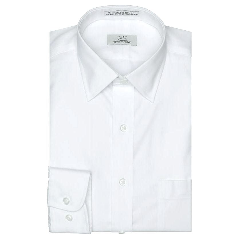 The Classic White - Wrinkle-Free Pinpoint Cotton Dress Shirt by Cooper & Stewart