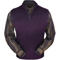 Baby Alpaca 'Links Stitch' Ribbed Zip-Neck Sweater Vest in Plum Heather by Peru Unlimited