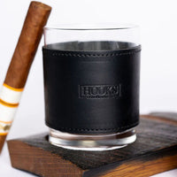 Leather Wrapped Whiskey Glasses (Set of 4) by Hooks Crafted Leather Co