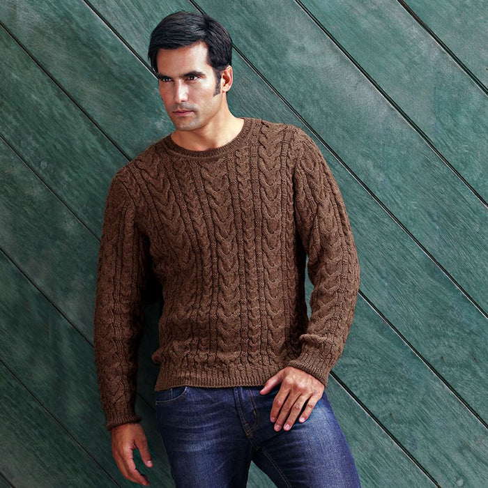 Baby Alpaca Cable Knit Crew Neck Sweater (Choice of Colors) by Peru Unlimited