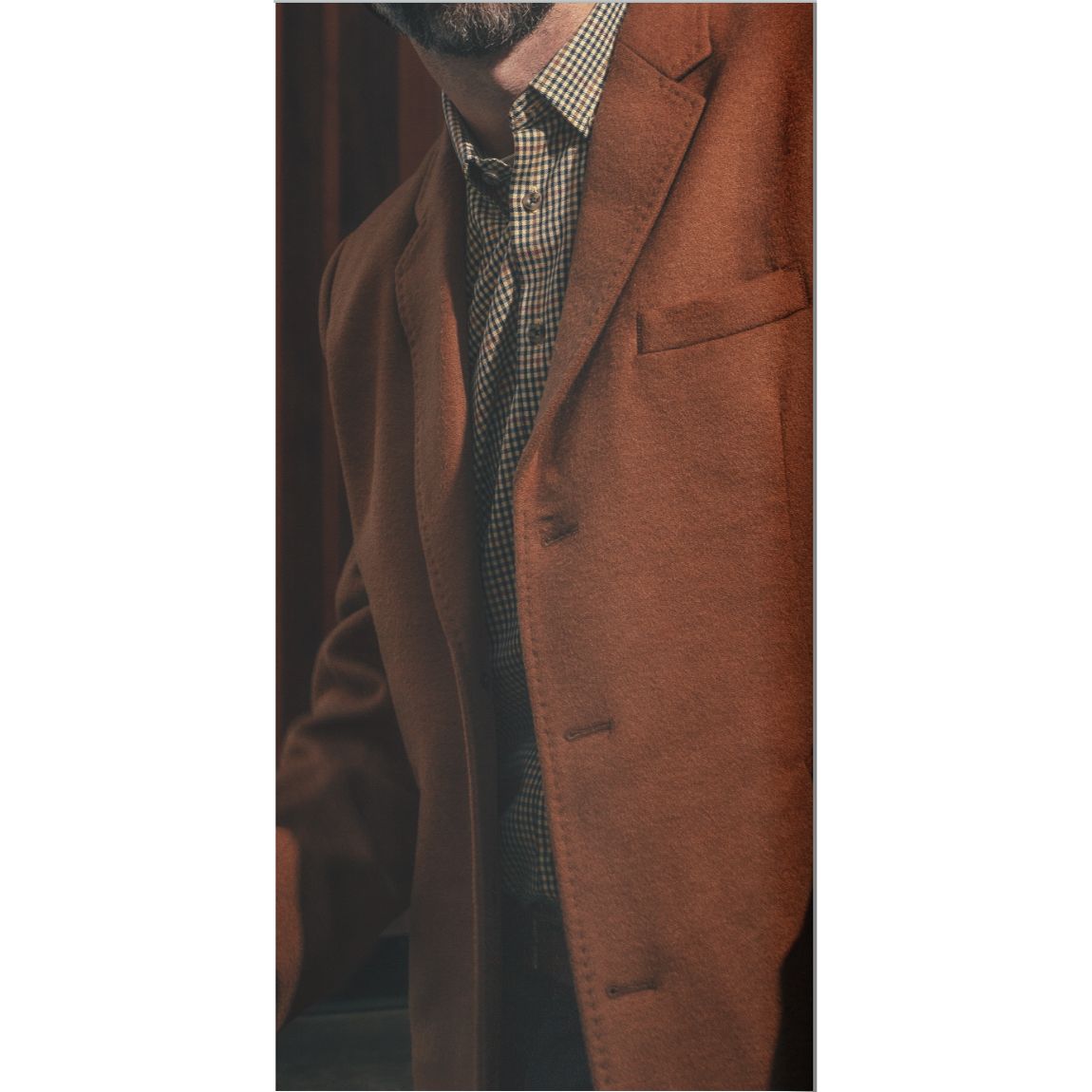 Wool Blend 3 Button Coat in Camel by Viyella