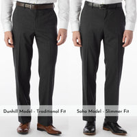 Super 120s Wool Travel Twill Comfort-EZE Trouser in Charcoal Grey (Flat Front Models) by Ballin