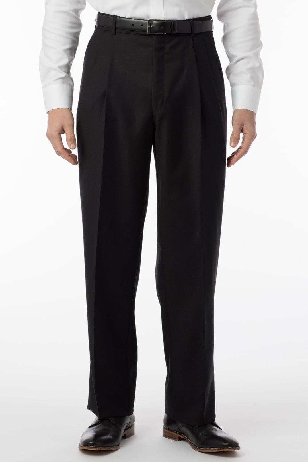 Super 120s Wool Travel Twill Comfort-EZE Trouser in Black (Manchester Pleated Model) by Ballin