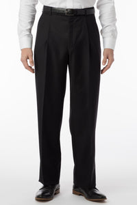 Super 120s Wool Travel Twill Comfort-EZE Trouser in Black (Manchester Pleated Model) by Ballin