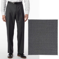 Sharkskin Super 120s Worsted Wool Comfort-EZE Trouser in Medium Grey (Manchester Pleated Model) by Ballin