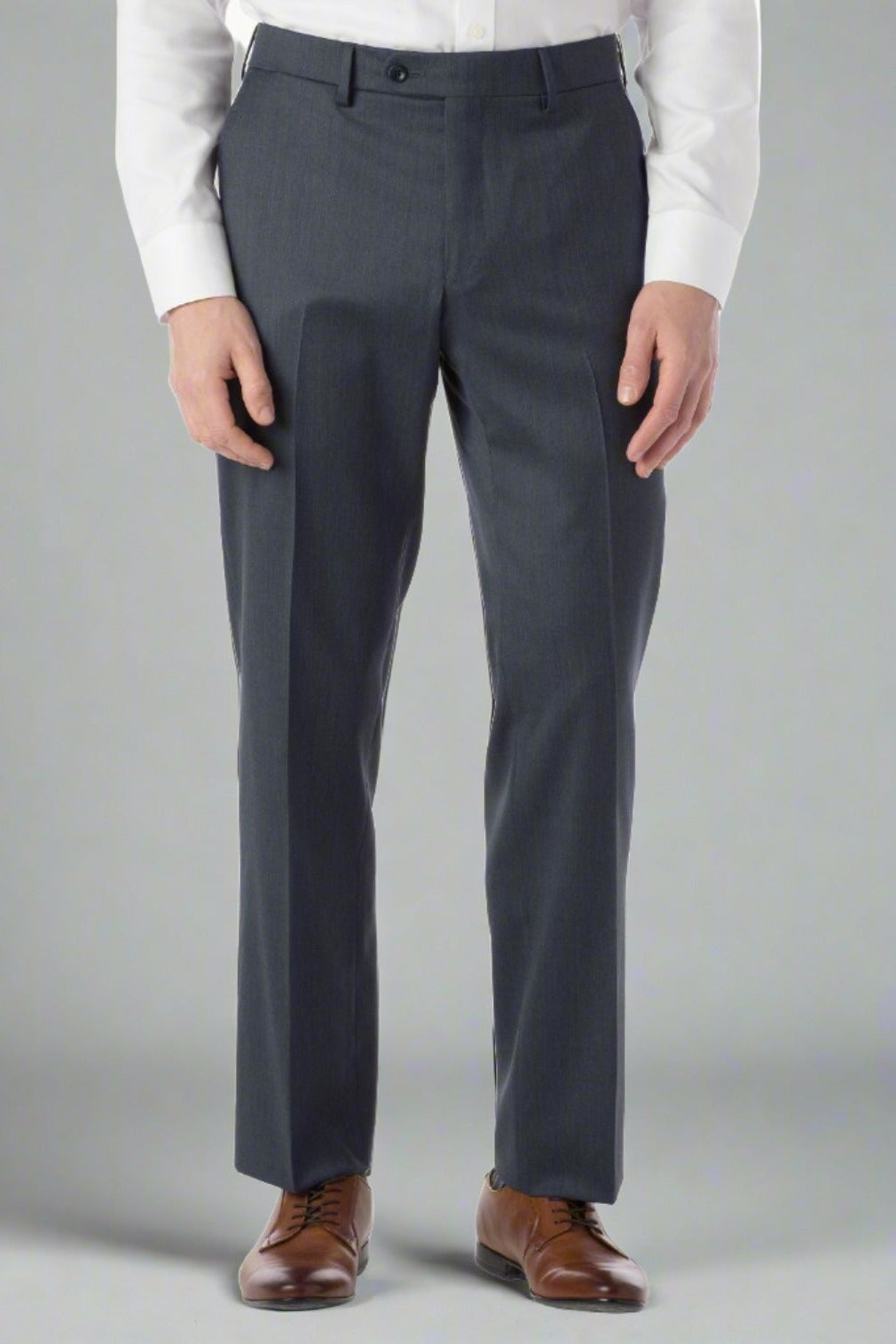 Super 130s Loro Piana Wool Gabardine Flat Front Trouser in Navy Mix by 6 East by Ballin