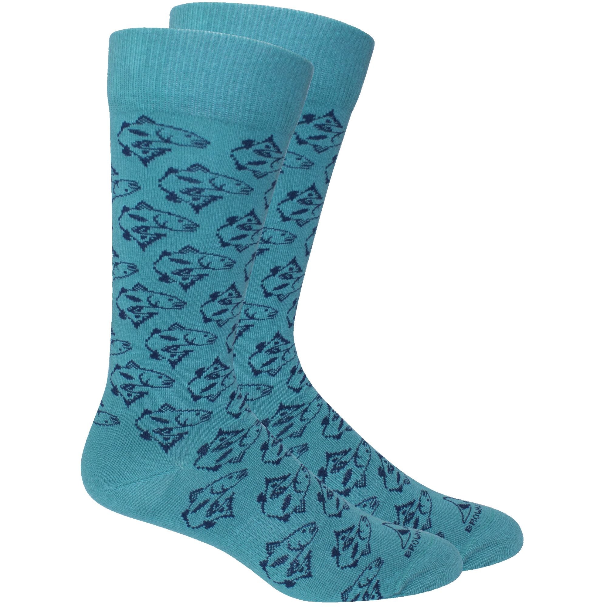 'Red Fish' Cotton Socks in Teal by Brown Dog Hosiery