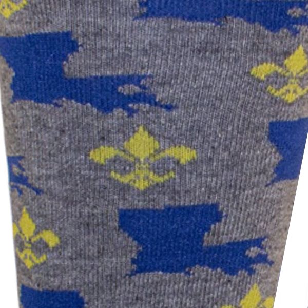 'Louisiana Fleur de Lis' Cotton Socks in Light Grey Heather by Brown Dog Hosiery
