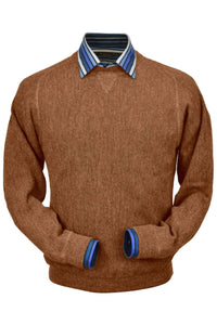 Baby Alpaca 'Links Stitch' Sweatshirt-Style Crew Neck Sweater in Soft Brick Heather by Peru Unlimited