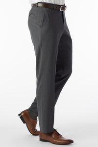 Super 120s Wool Gabardine Comfort-EZE Trouser in Medium Grey (Flat Front Models) by Ballin