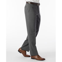 Super 120s Wool Travel Twill Comfort-EZE Trouser in Medium Grey (Flat Front Models) by Ballin