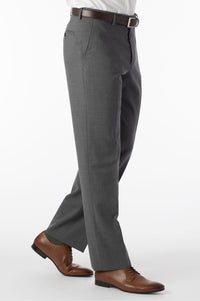 Super 120s Wool Travel Twill Comfort-EZE Trouser in Medium Grey (Flat Front Models) by Ballin
