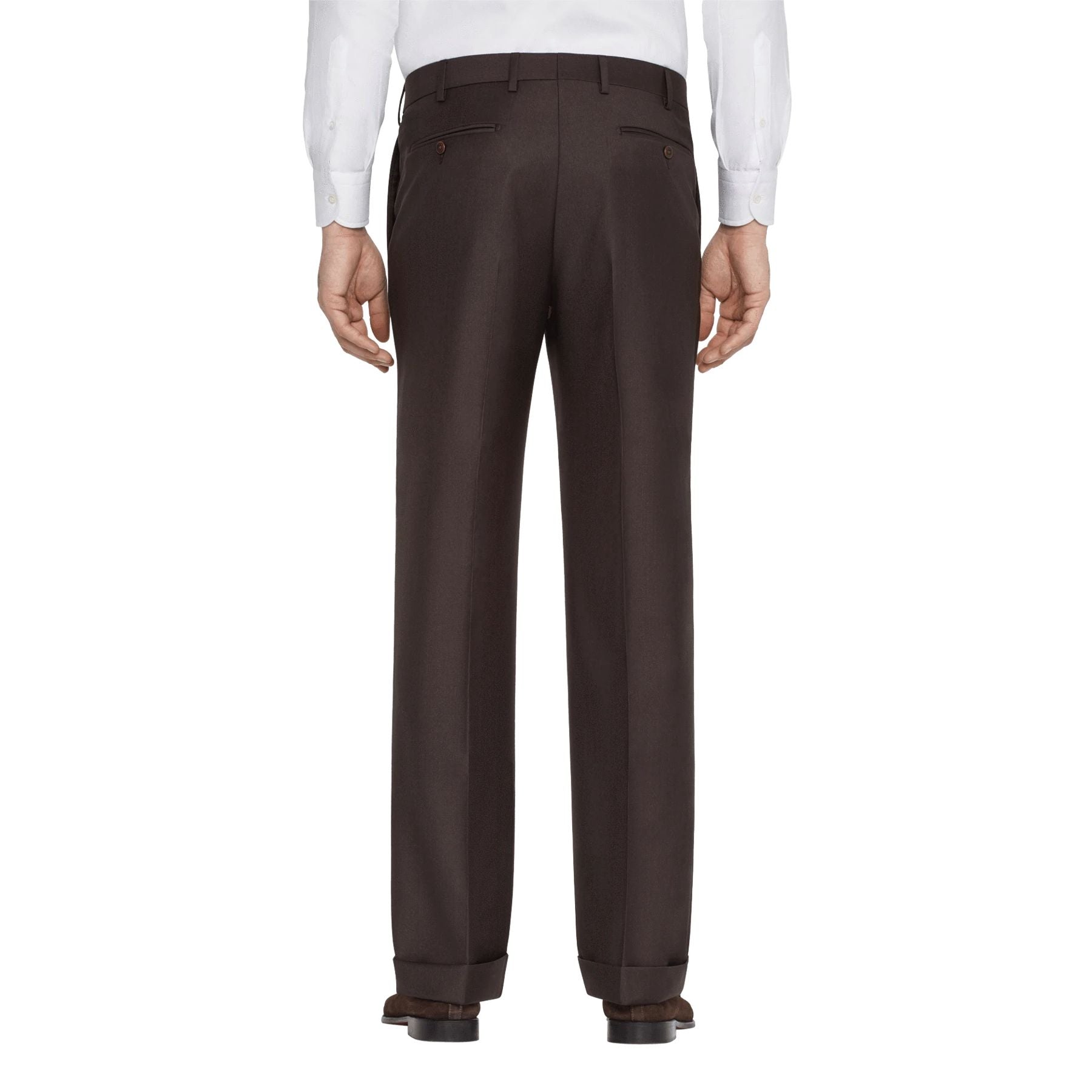Todd Flat Front Super 120s Wool Serge Trouser in Chocolate Brown (Full Fit) by Zanella