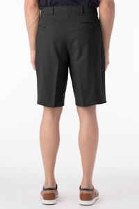 Micro Nano Travel Twill Performance Gabardine Pleated Shorts in Black by Ballin