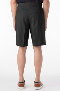 Micro Nano Travel Twill Performance Gabardine Pleated Shorts in Black by Ballin