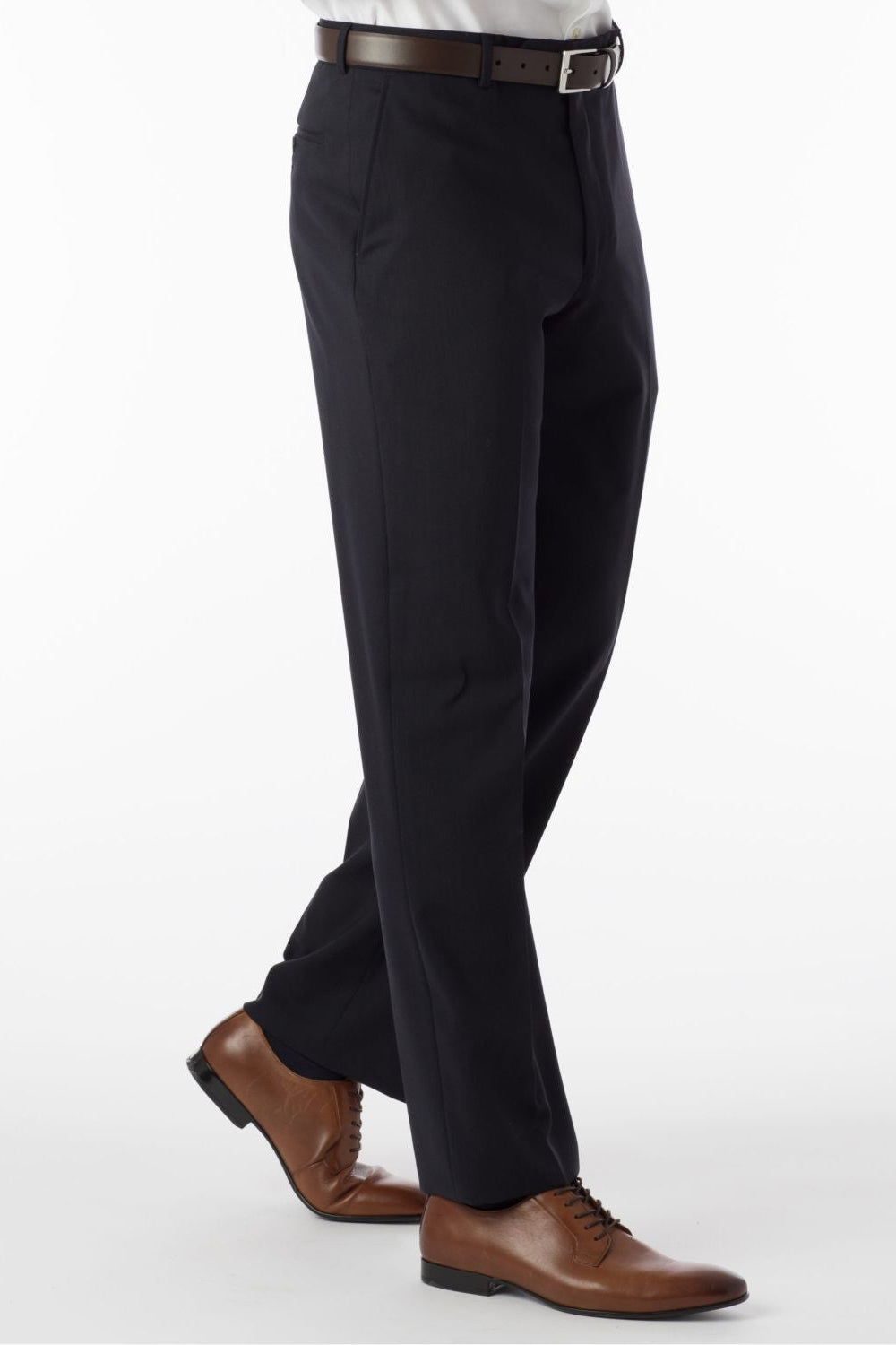 Super 120s Wool Travel Twill Comfort-EZE Trouser in Navy (Flat Front Models) by Ballin