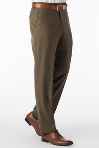 Super 120s Luxury Wool Serge Comfort-EZE Trouser in Olive (Flat Front Models) by Ballin