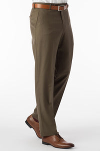 Super 120s Luxury Wool Serge Comfort-EZE Trouser in Olive (Flat Front Models) by Ballin