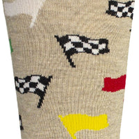 'Race Ya' Racing Flag Pattern Cotton Socks in Oatmeal by Brown Dog Hosiery