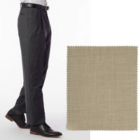 Super 120s Luxury Wool Serge Comfort-EZE Trouser in Oatmeal (Manchester Pleated Model) by Ballin