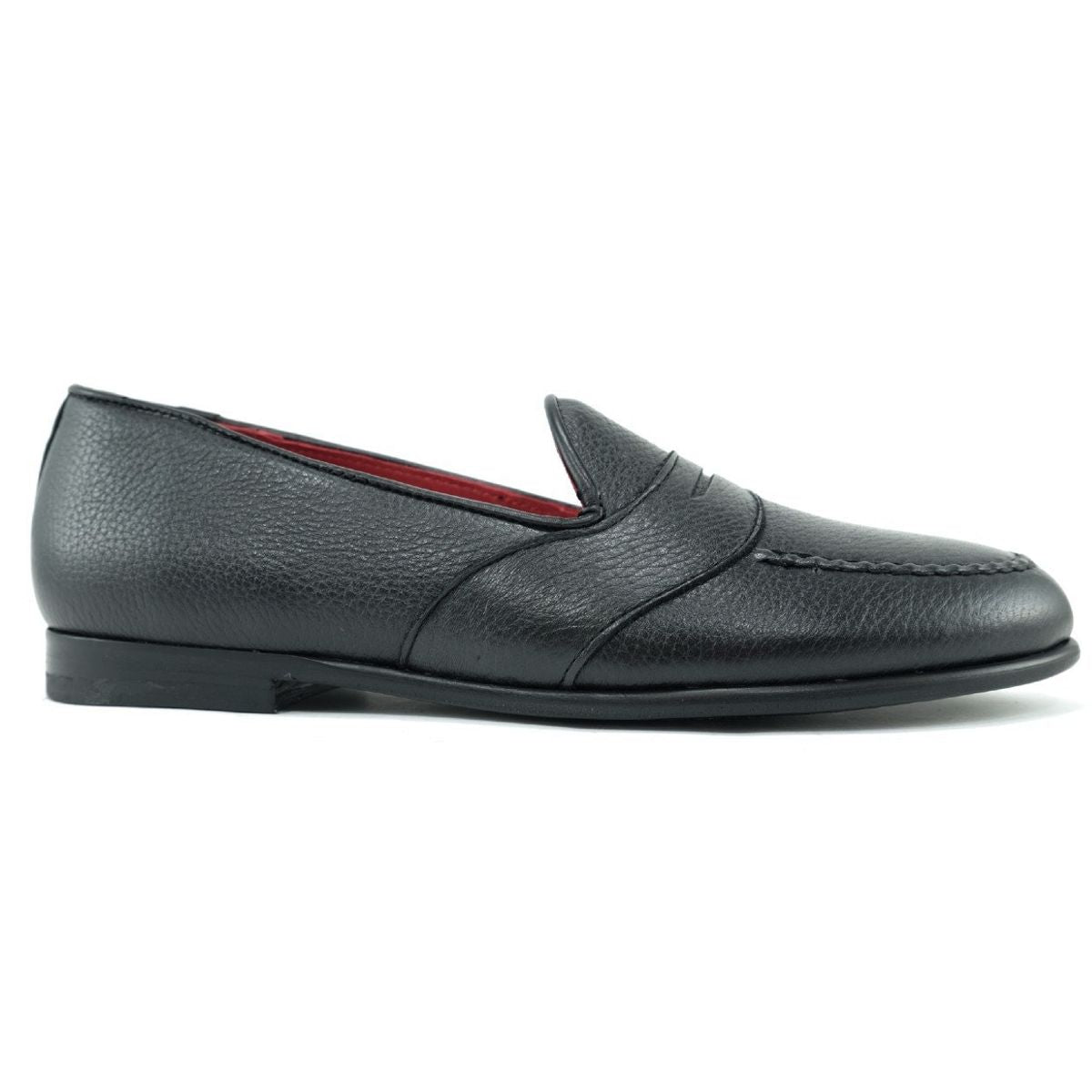 Barney Deerskin Penny Loafer in Black (Size 12) by Alan Payne Footwear